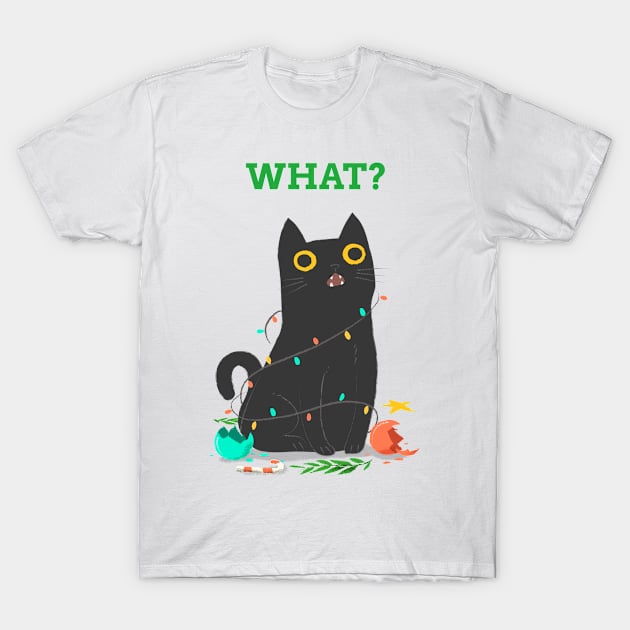 What? Black Cat Christmas T-Shirt by Bunchatees